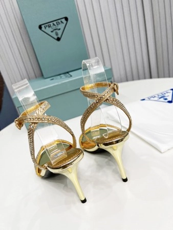 PRADA HEEL SANDALS 85MM IN SATIN WITH CRYSTALS – PSD060