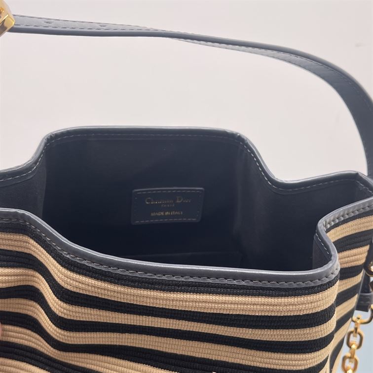 DIOR MEDIUM C EST DIOR BAG NATURAL AND DENIM BLUE MARINIERE RAFFIA – DOB043