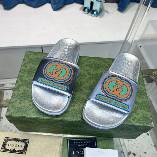 GUCCI SLIDE INTERLOCKING G LEATHER BLACK FOR MEN – GSL005