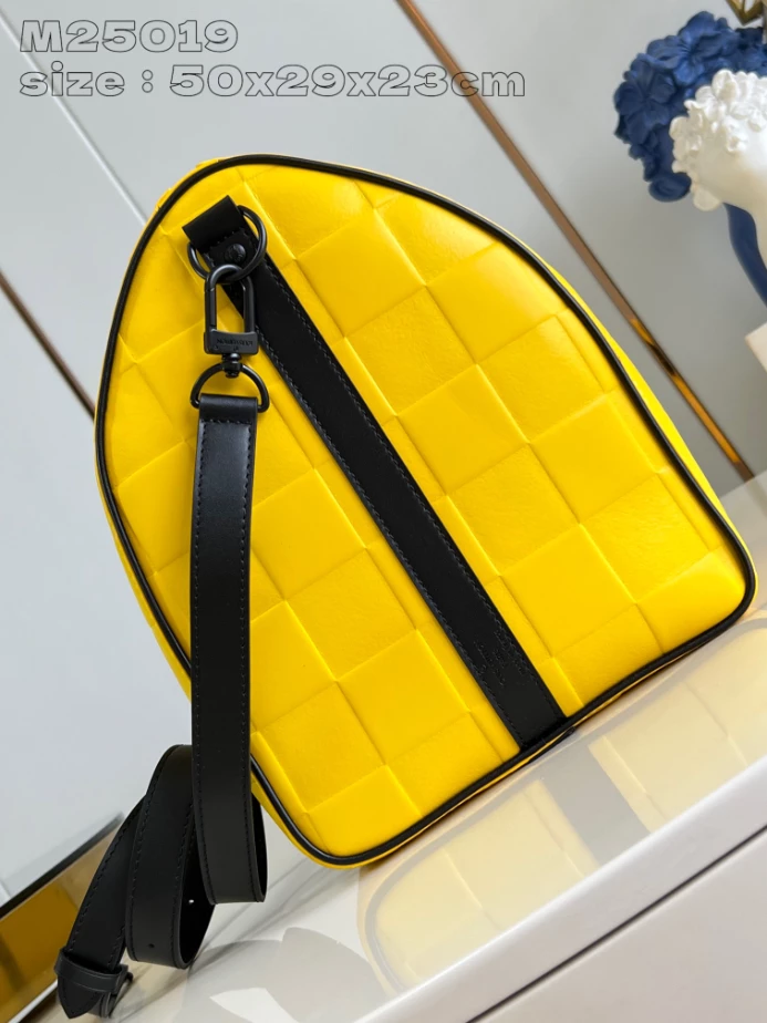 Louis Vuitton Keepall Bandoulière 50 in Yellow Damier Scuba Calfskin Leather – LW194