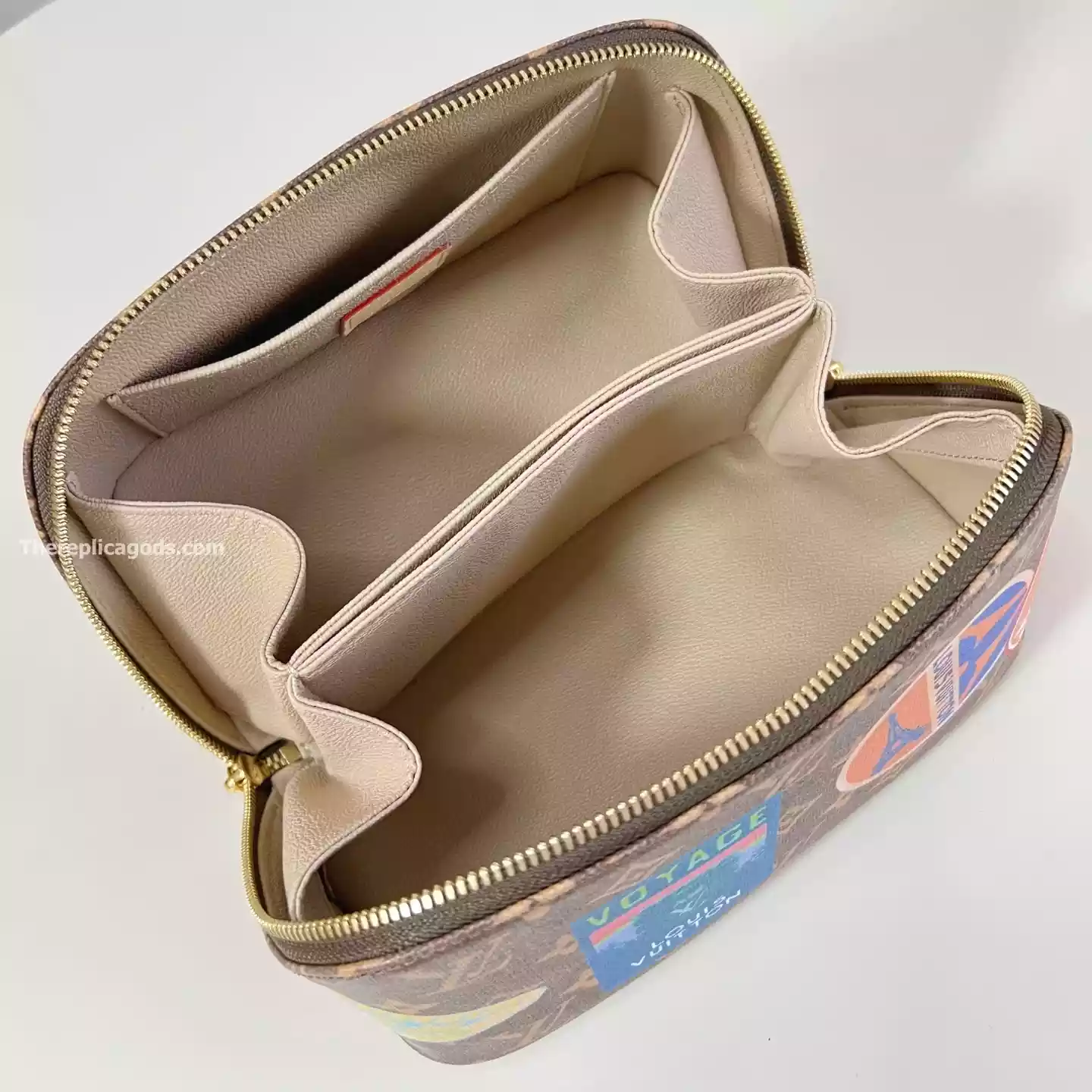 TOILETRY BAG 2 COMPARTMENTS BROWN MONOGRAM CANVAS – LW296