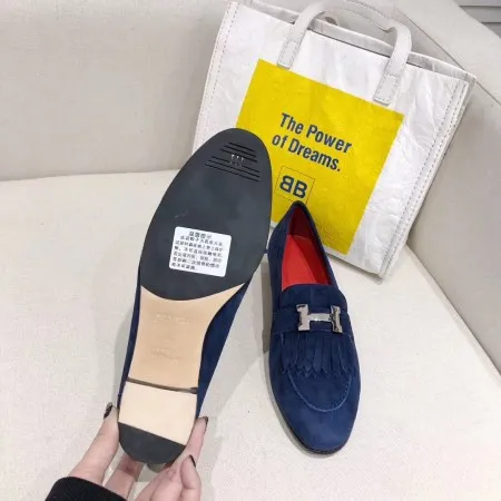 Hermes Women’s Royal Loafers In Blue Suede Leather – HM088