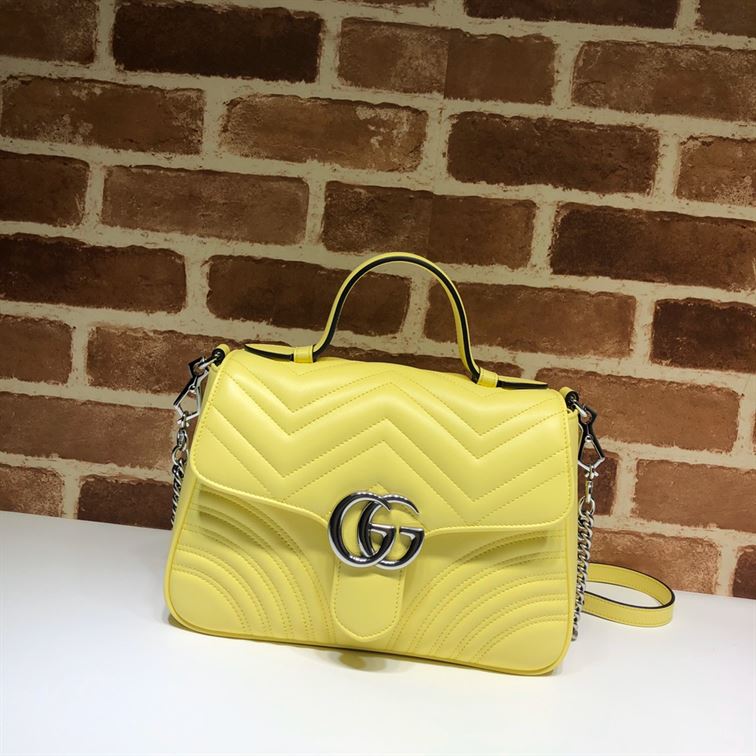 GUCCI GG MARMONT SMALL TOP HANDLE BAG IN YELOW LEATHER – GB53