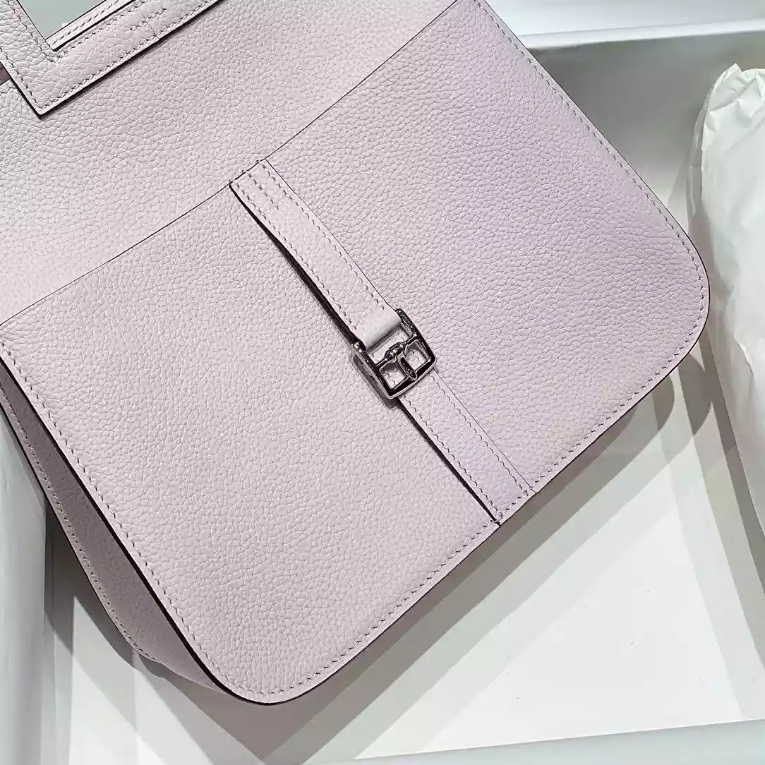 Hermes Halzan 25 Bag in Mauve Pale Clemence Leather – HW084