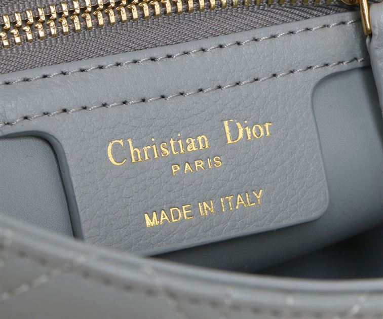 DIOR SMALL DIOR CARO BAG ETHEREAL GRAY SUPPLE CANNAGE CALFSKIN – DOB122