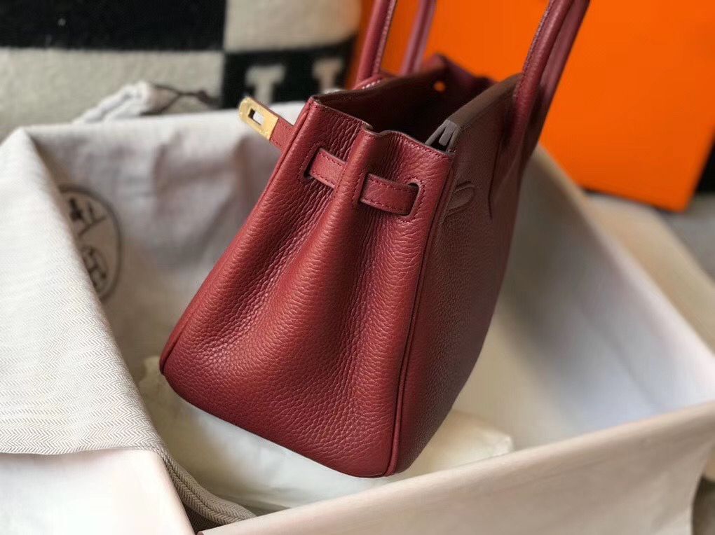 Hermes Birkin 25cm Bag In Bordeaux Clemence Leather GHW – HW013