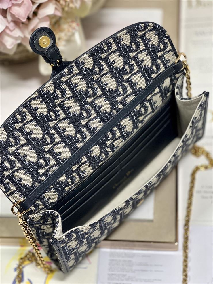 Dior Bobby East-West Pouch With Chain ‘Blue’ – DOB025