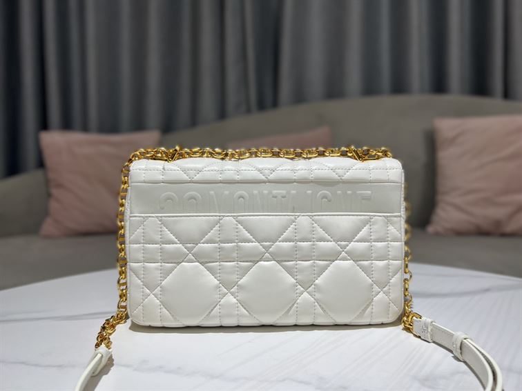 DIOR MEDIUM DIOR CARO BAG WHITE QUILTED MACROCANNAGE CALFSKIN – DOB062