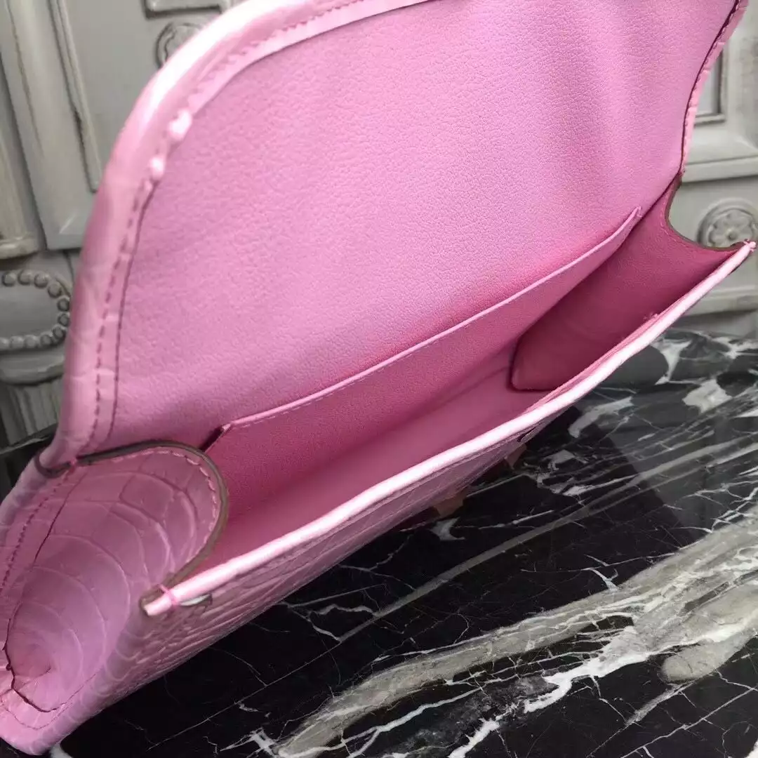 Hermes Jige Elan 29 Clutch In Pink Crocodile Leather – HW111
