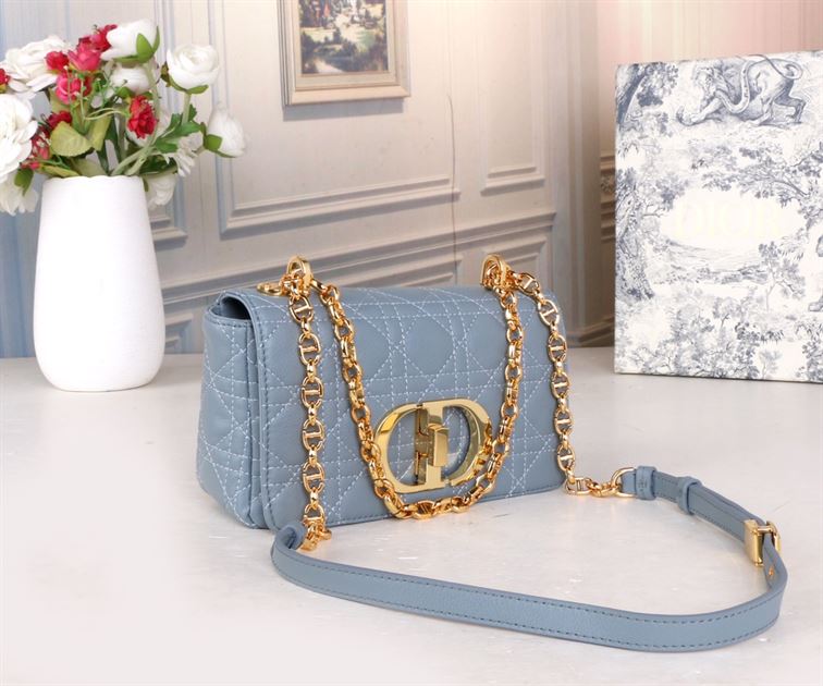 DIOR SMALL DIOR CARO BAG BLUE SUPPLE CANNAGE CALFSKIN – DOB121