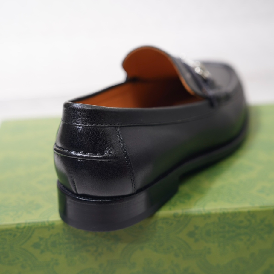 GUCCI LEATHER GC LOGO HORSEBIT BLACK LOAFER – GL056