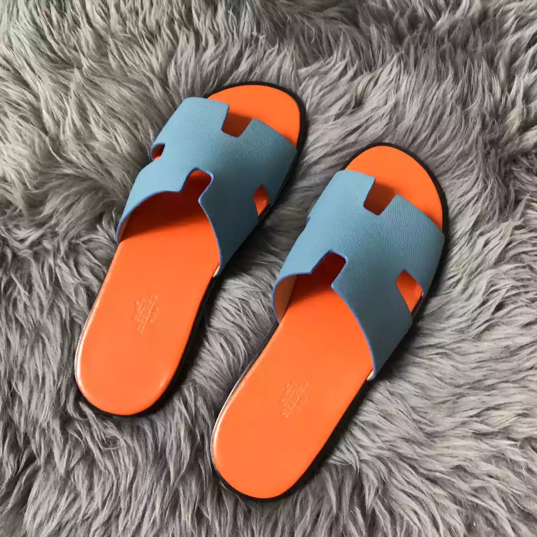 HERMES MEN’S IZMIR SANDALS IN BLUE EPSOM CALFSKIN – HMSD023