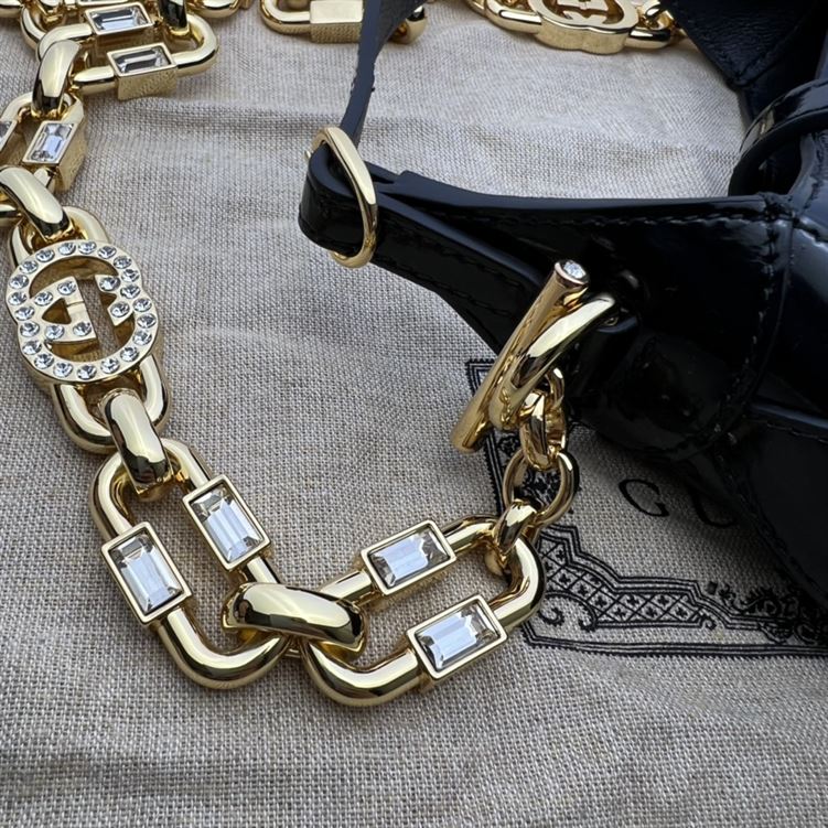 GUCCI JACKIE 1961 MINI SHOULDER BAG WITH BLACK PATENT LEATHER – GB73