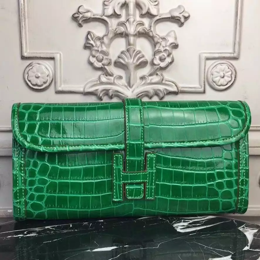 Hermes Jige Elan 29 Clutch In Bambou Crocodile Leather – HW108