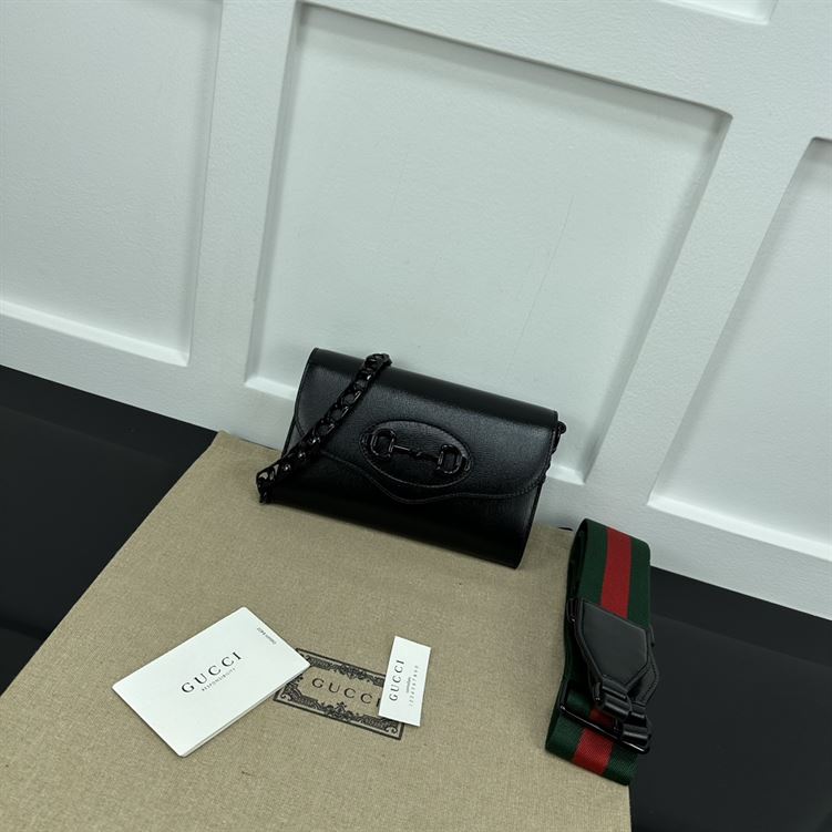 GUCCI HORSEBIT 1955 MINI BAG IN BLACK LEATHER – GB33
