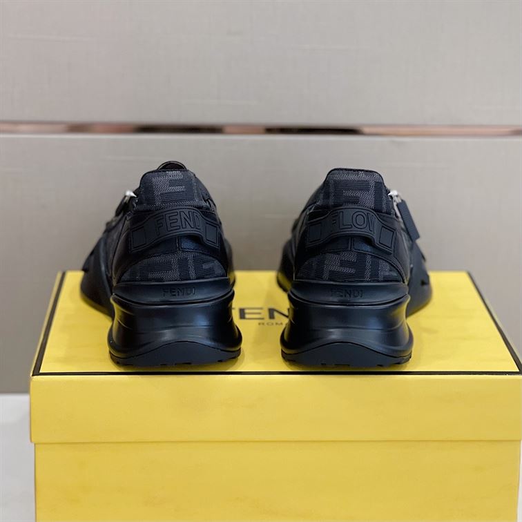 FENDI FLOW BLACK LEATHER LOW TOPS – FDS017