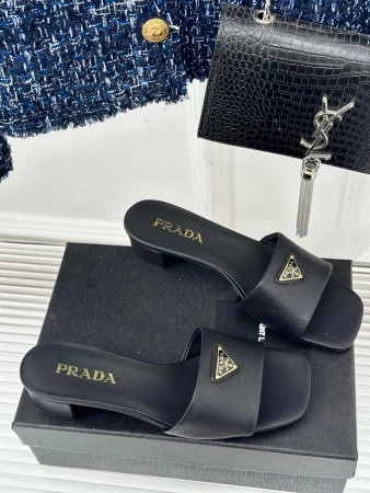 PRADA HEELED SANDALS 35MM IN BLACK SAFFIANO LEATHER – PSD031