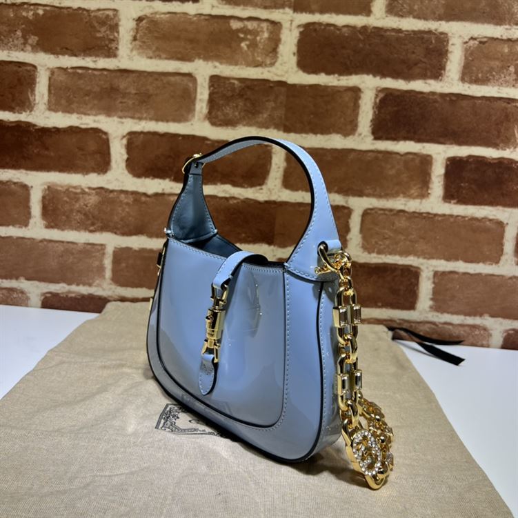 GUCCI JACKIE 1961 MINI SHOULDER BAG WITH BLUE PATENT LEATHER – GB75