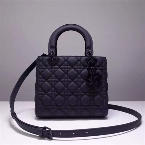 MEDIUM LADY DIOR BAG BLACK ULTRAMATTE CANNAGE CALFSKIN – DOB006