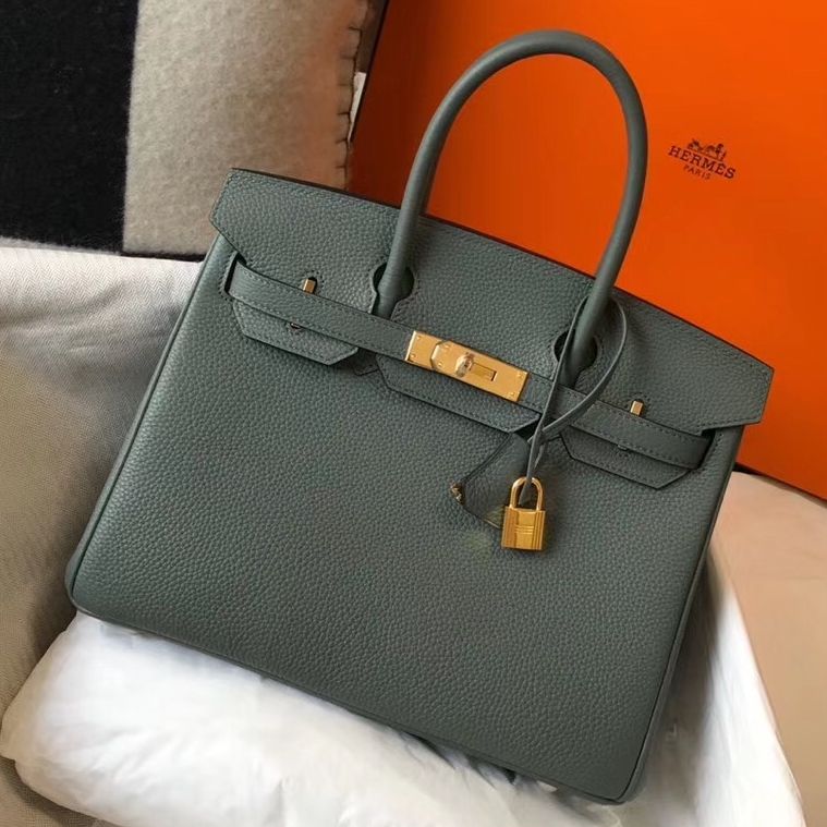 Hermes Birkin 30cm Bag In Vert Amande Clemence Leather GHW – HW021