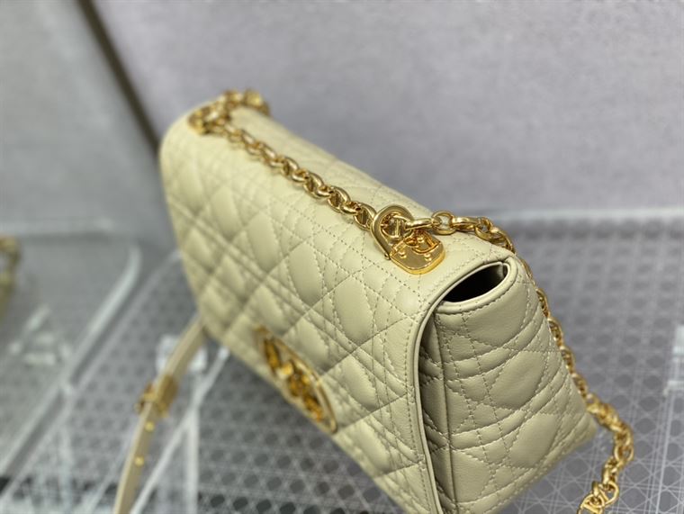 DIOR MEDIUM DIOR CARO BAG BEIGE SUPPLE CANNAGE CALFSKIN – DOB111