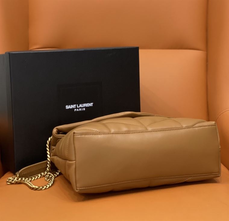 YSL SMALL PUFFER IN QUILTED NAPPA BROWN LEATHER – YB055