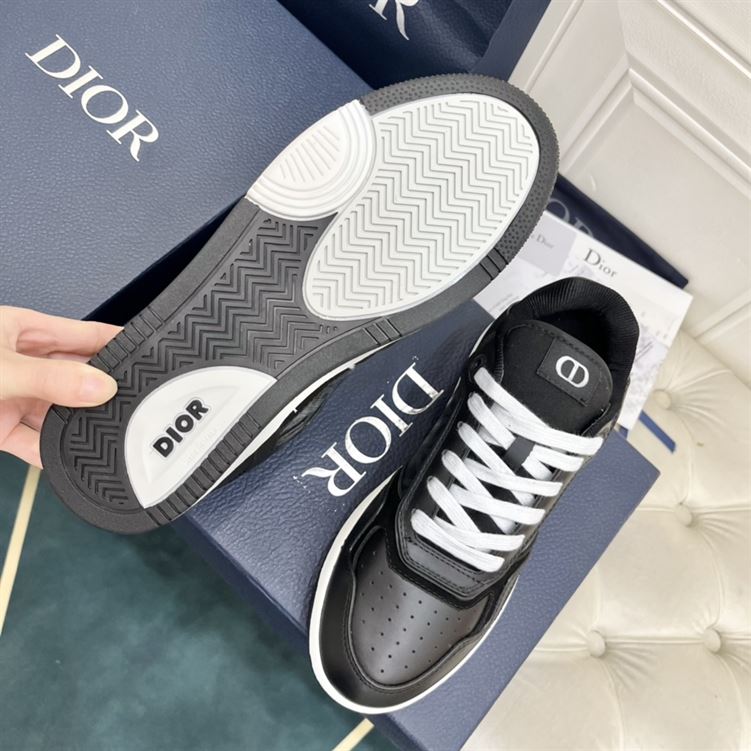 DIOR B27 LOW-TOP SNEAKER BLACK SMOOTH CALFSKIN AND CD DIAMOND CANVAS – DO141