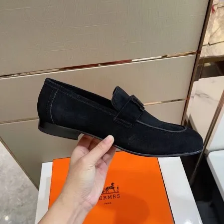 Hermes Men’s Paris Loafers In Black Suede Calfskin – HM013