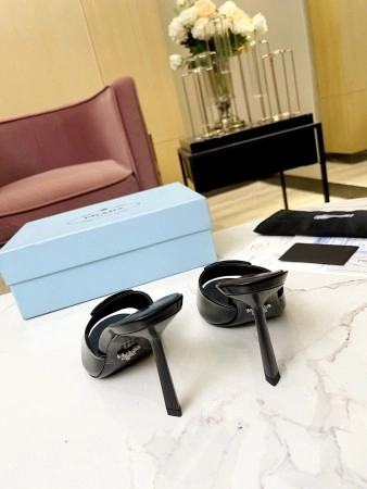 PRADA HEELED SANDALS 75MM IN BLACK BRUSHED LEATHER – PSD014