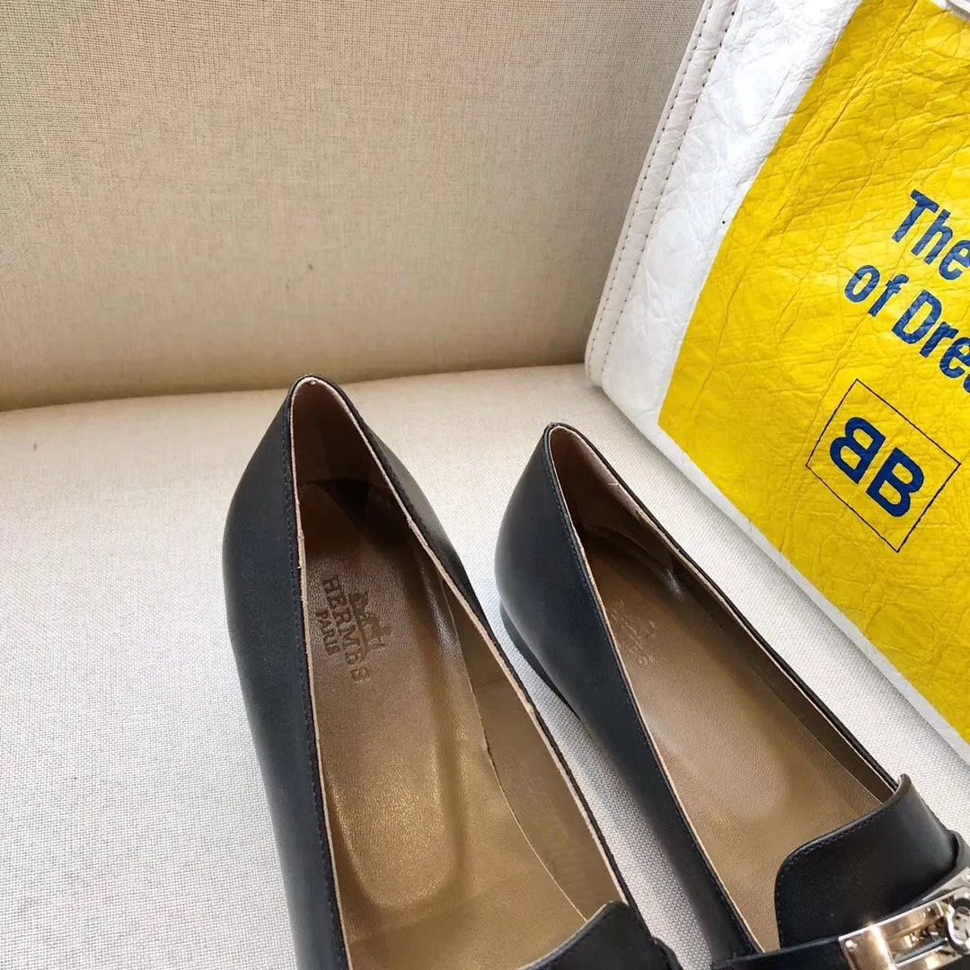 Hermes Pegase Ballerina Flats In Black Calfskin – HM078