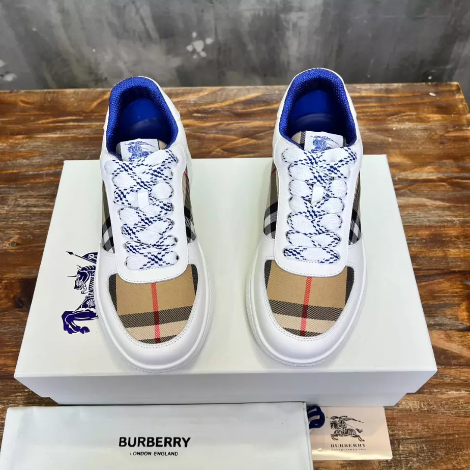 BURBERRY LEATHER AND CHECK TERRACE SNEAKERS – BBR083