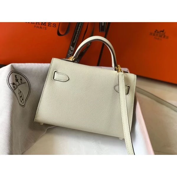 Hermes Kelly Mini II Bag In White Epsom Leather GHW – HW117