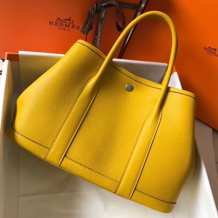Hermes Garden Party 30 Bag In Yellow Taurillon Leather – HW076