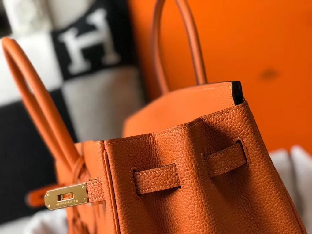 Hermes Birkin 30cm Bag In Orange Clemence Leather GHW – HW028