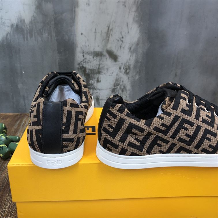 FENDI SNEAKERS BROWN FABRIC LOW-TOPS – FDS007