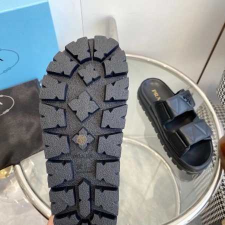 PRADA WOMEN’S SANDALS IN BLACK PADDED NAPPA LEATHER – PSD023