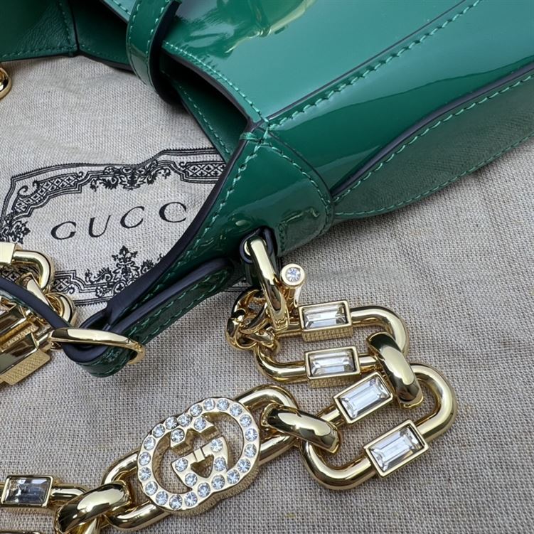 GUCCI JACKIE 1961 MINI SHOULDER BAG WITH GREEN PATENT LEATHER – GB76