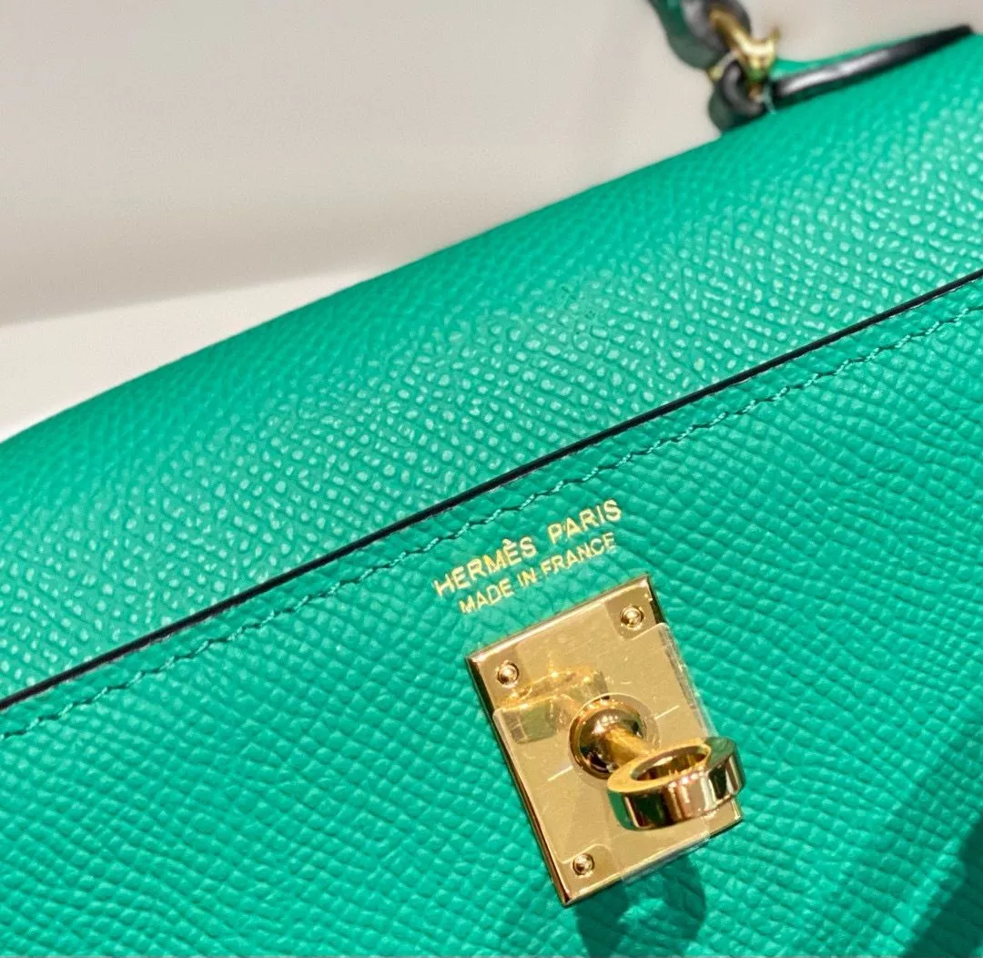 Hermes Kelly Mini II Bag In Vert Jade Epsom Leather GHW – HW115