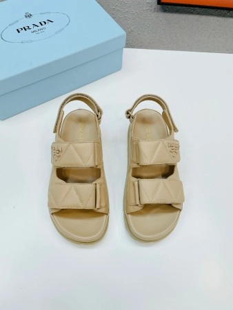 PRADA PADDED SANDALS IN BEIGE NAPPA LEATHER – PSD048