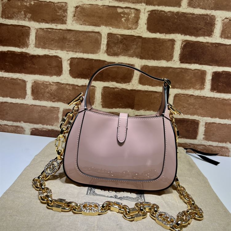 GUCCI JACKIE 1961 MINI SHOULDER BAG WITH PINK PATENT LEATHER – GB74