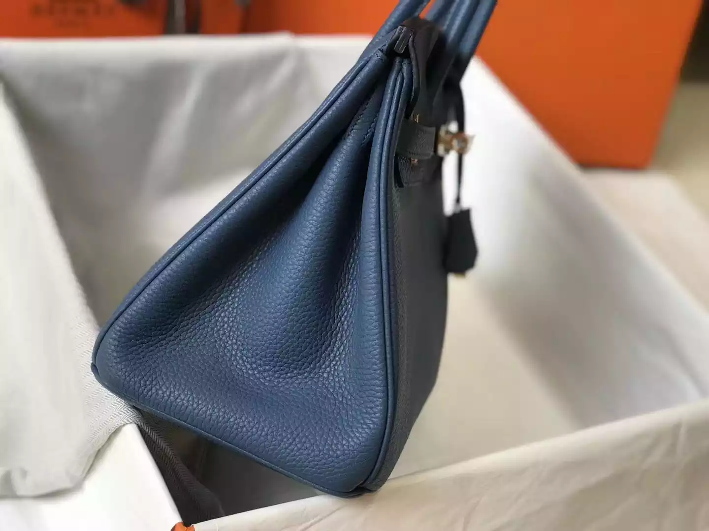 Hermes Blue Agate Clemence Birkin 30cm Bag – HW034