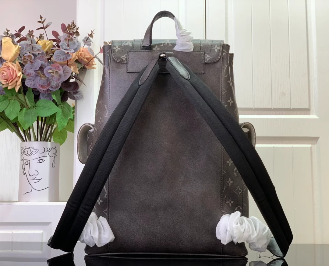 Christopher MM Backpack Black Brushed Monogram Cowhide Leather – LW159