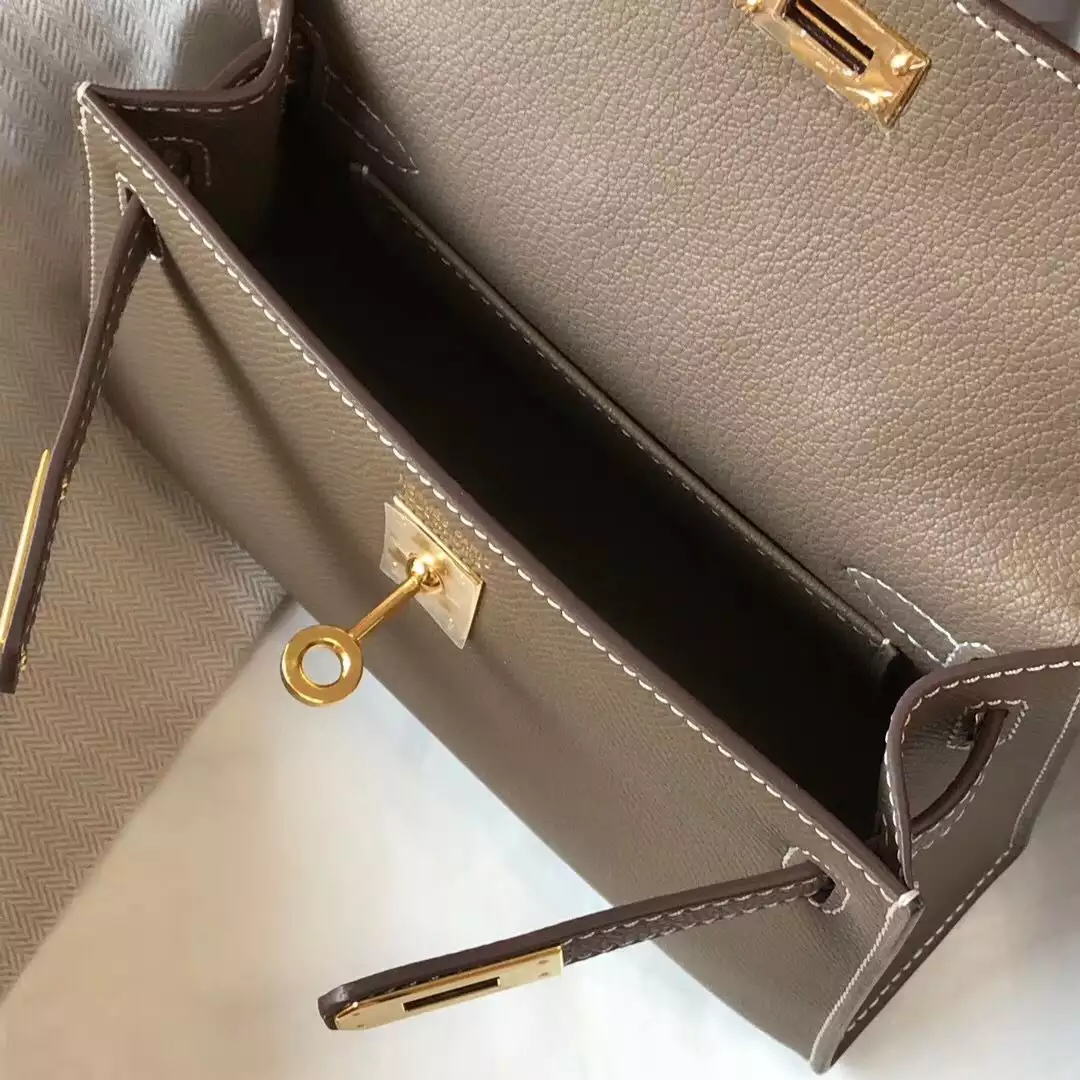 Hermes Kelly Mini II Bag In Taupe Grey Epsom Leather GHW – HW125