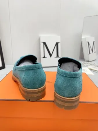 Hermes Women’s Faubourg Loafers in Blue Suede Leather – HM074