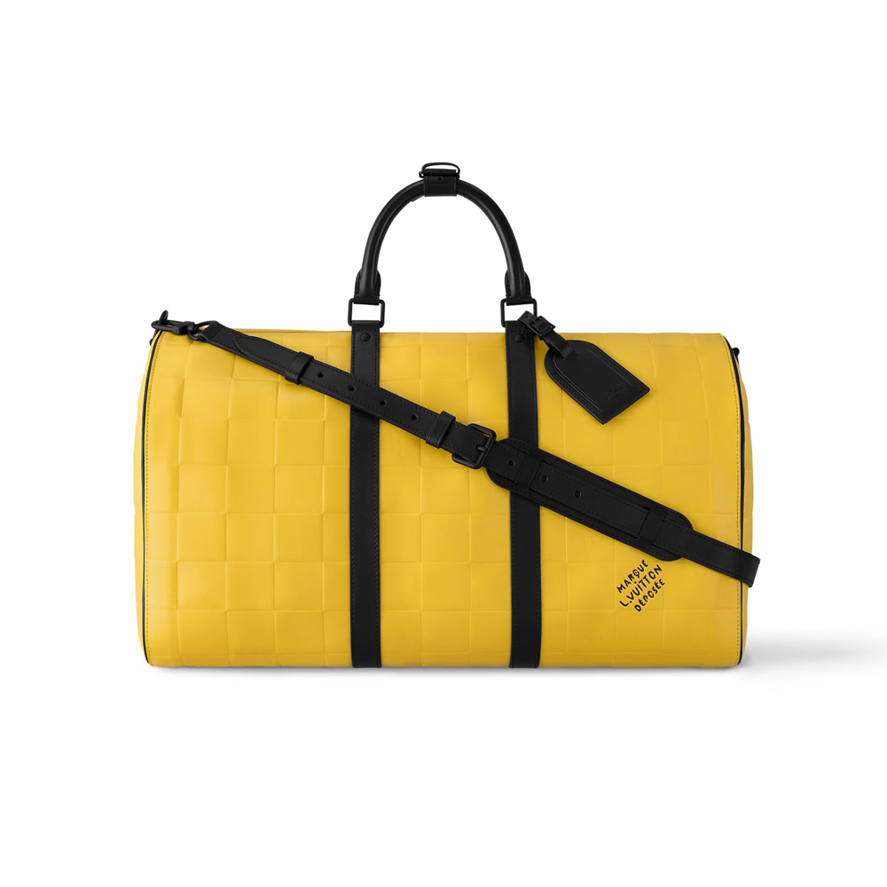 Louis Vuitton Keepall Bandoulière 50 in Yellow Damier Scuba Calfskin Leather – LW194