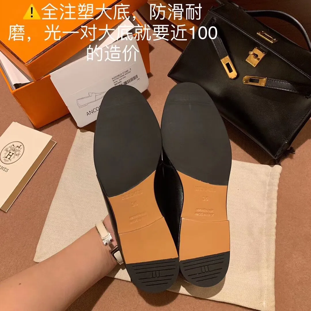 Hermes Women’s Ancora Loafers In Black Goatskin – HM080