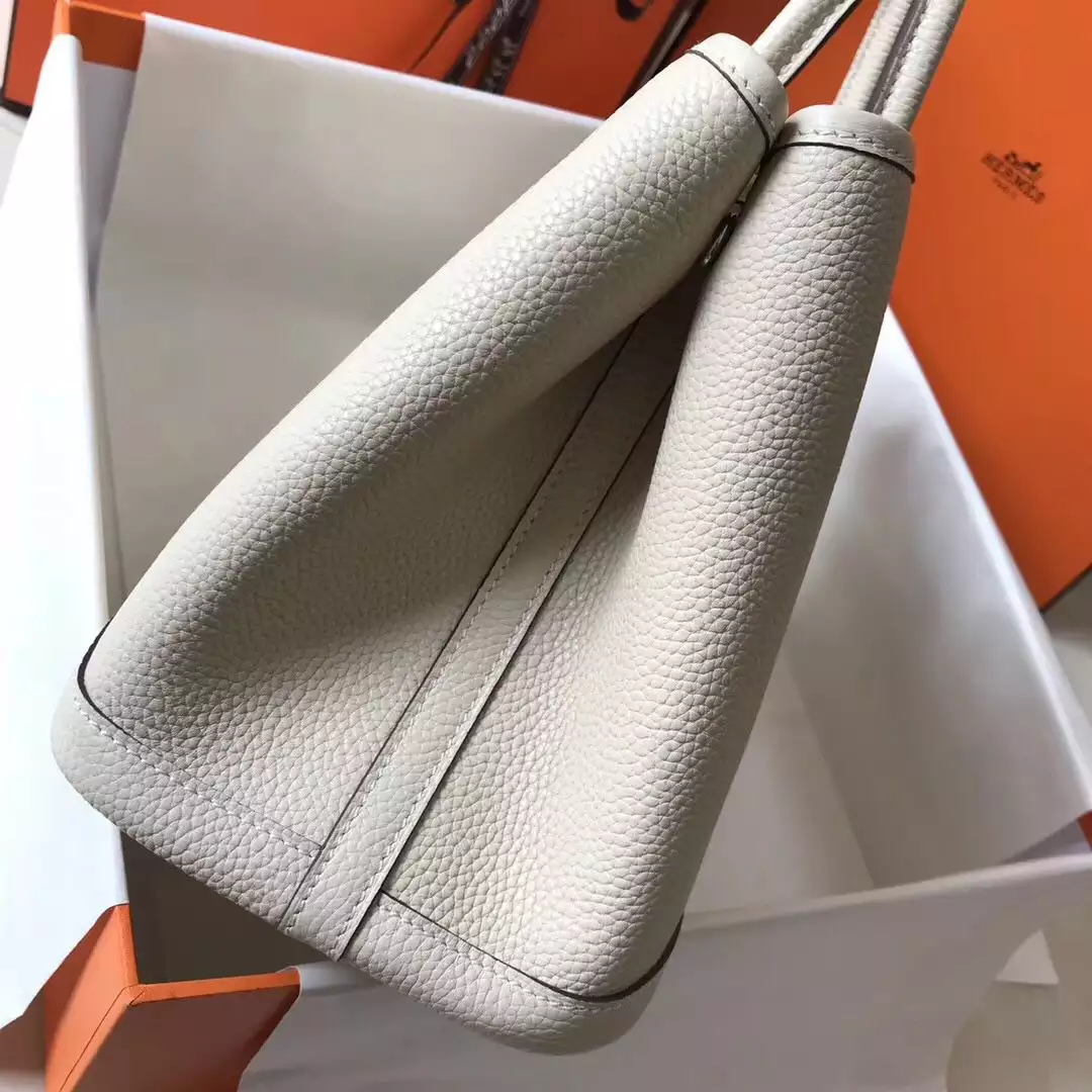 Hermes Garden Party 30 Bag In White Taurillon Leather – HW075