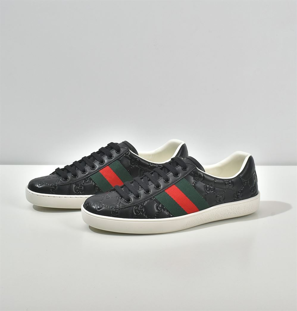 GUCCI ACE SIGNATURE SNEAKER BLACK – GCC028