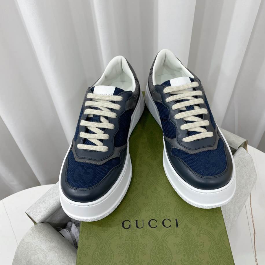 Gucci Chunky Lace Embossed Grey Blue Sneakers – GCC192