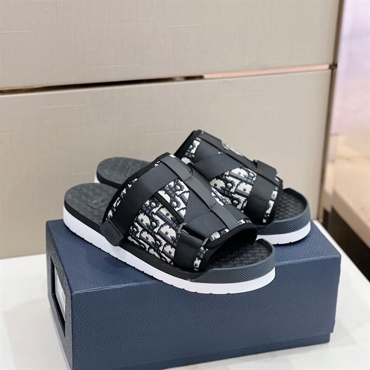 DIOR ALPHA SANDAL BEIGE AND BLACK DIOR OBLIQUE JACQUARD – DS005